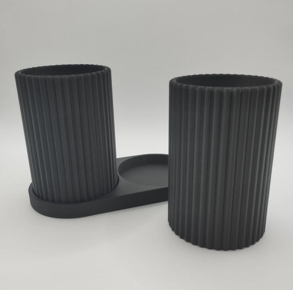 Double Ribbed Toothbrush Holder Set