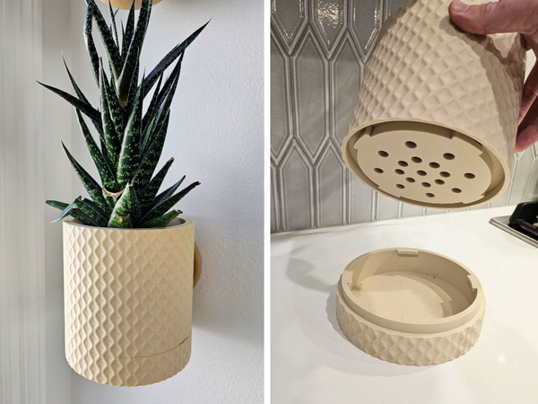 Diamond Wall Planter with Hidden Drip Tray
